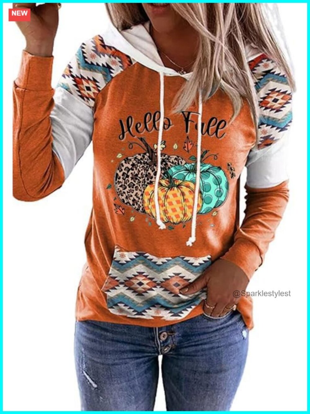 Oversized Kangaroo Pocket Pumpkin Hoodie